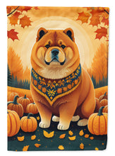 Load image into Gallery viewer, Chow Chow Fall Garden Flag – Dog Surrounded by Pumpkins &amp; Autumn Leaves