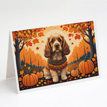 Load image into Gallery viewer, Cocker Spaniel Fall Greeting Cards -  Blank Note Cards – 8-Pack of Artist-Designed Cards with Envelopes