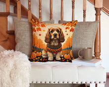 Load image into Gallery viewer, Cocker Spaniel Fall Throw Pillow - 14x14 Decorative Pillow – Art for Your Home &amp; Patio