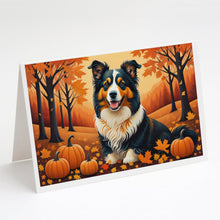 Load image into Gallery viewer, Collie Fall Greeting Cards -  Blank Note Cards – 8-Pack of Artist-Designed Cards with Envelopes