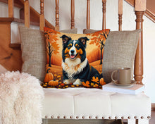 Load image into Gallery viewer, Collie Fall Throw Pillow - 14x14 Decorative Pillow – Art for Your Home &amp; Patio