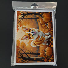 Load image into Gallery viewer, Corgi Fall Greeting Cards -  Blank Note Cards – 8-Pack of Artist-Designed Cards with Envelopes