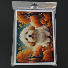 Load image into Gallery viewer, Coton De Tulear Fall Greeting Cards -  Blank Note Cards – 8-Pack of Artist-Designed Cards with Envelopes