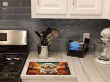 Load image into Gallery viewer, Coton De Tulear Fall Glass Cutting Boards – Durable, Decorative Kitchen Art Large