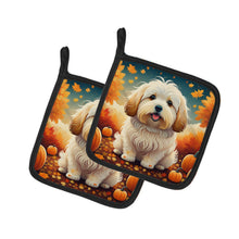 Load image into Gallery viewer, Coton De Tulear Fall Pot Holders - Set of 2 Decorative Kitchen Helpers | Made in the USA