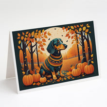 Load image into Gallery viewer, Dachshund Fall Greeting Cards -  Blank Note Cards – 8-Pack of Artist-Designed Cards with Envelopes