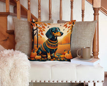 Load image into Gallery viewer, Dachshund Fall Throw Pillow - 14x14 Decorative Pillow – Art for Your Home &amp; Patio