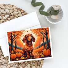 Load image into Gallery viewer, Dachshund Fall Greeting Cards -  Blank Note Cards – 8-Pack of Artist-Designed Cards with Envelopes