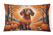 Load image into Gallery viewer, Dachshund Fall Fabric Decorative Pillow