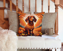 Load image into Gallery viewer, Dachshund Fall Throw Pillow - 14x14 Decorative Pillow – Art for Your Home &amp; Patio