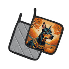 Load image into Gallery viewer, Doberman Pinscher Fall Pot Holders - Set of 2 Decorative Kitchen Helpers | Made in the USA