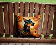 Load image into Gallery viewer, Doberman Pinscher Fall Throw Pillow - 14x14 Decorative Pillow – Art for Your Home &amp; Patio