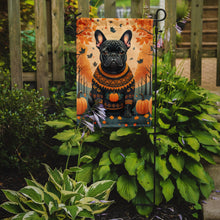 Load image into Gallery viewer, Black French Bulldog Fall Garden Flag – Dog Surrounded by Pumpkins &amp; Autumn Leaves