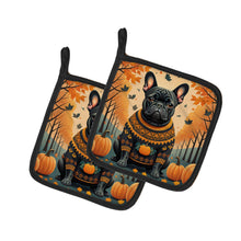 Load image into Gallery viewer, Black French Bulldog Fall Pot Holders - Set of 2 Decorative Kitchen Helpers | Made in the USA