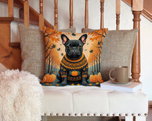 Load image into Gallery viewer, Black French Bulldog Fall Throw Pillow - 14x14 Decorative Pillow – Art for Your Home &amp; Patio