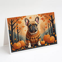 Load image into Gallery viewer, Fawn French Bulldog Fall Greeting Cards -  Blank Note Cards – 8-Pack of Artist-Designed Cards with Envelopes