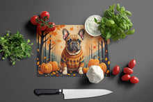 Load image into Gallery viewer, Fawn French Bulldog Fall Glass Cutting Boards – Durable, Decorative Kitchen Art Large