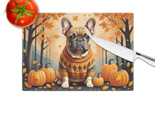 Load image into Gallery viewer, Fawn French Bulldog Fall Glass Cutting Boards – Durable, Decorative Kitchen Art Large