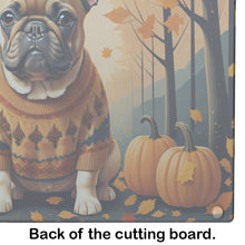 Load image into Gallery viewer, Fawn French Bulldog Fall Glass Cutting Boards – Durable, Decorative Kitchen Art Large