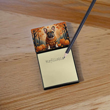 Load image into Gallery viewer, Fawn French Bulldog Fall Sticky Note Holder- Refiilable Desk Accessory Note Pad