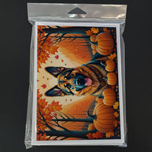 Load image into Gallery viewer, German Shepherd Fall Greeting Cards -  Blank Note Cards – 8-Pack of Artist-Designed Cards with Envelopes