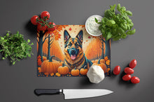 Load image into Gallery viewer, German Shepherd Fall Glass Cutting Boards – Durable, Decorative Kitchen Art Large