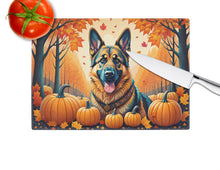 Load image into Gallery viewer, German Shepherd Fall Glass Cutting Boards – Durable, Decorative Kitchen Art Large