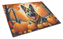 Load image into Gallery viewer, German Shepherd Fall Glass Cutting Boards – Durable, Decorative Kitchen Art Large