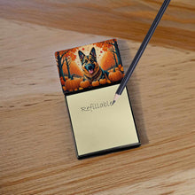 Load image into Gallery viewer, German Shepherd Fall Sticky Note Holder- Refiilable Desk Accessory Note Pad