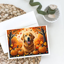Load image into Gallery viewer, Golden Retriever Fall Greeting Cards -  Blank Note Cards – 8-Pack of Artist-Designed Cards with Envelopes