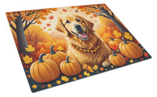 Load image into Gallery viewer, Golden Retriever Fall Glass Cutting Boards – Durable, Decorative Kitchen Art Large
