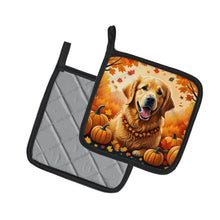 Load image into Gallery viewer, Golden Retriever Fall Pot Holders - Set of 2 Decorative Kitchen Helpers | Made in the USA