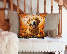 Load image into Gallery viewer, Golden Retriever Fall Throw Pillow - 14x14 Decorative Pillow – Art for Your Home &amp; Patio