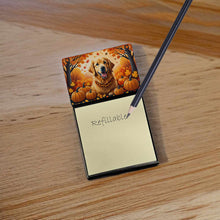 Load image into Gallery viewer, Golden Retriever Fall Sticky Note Holder- Refiilable Desk Accessory Note Pad