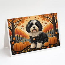 Load image into Gallery viewer, Havanese Fall Greeting Cards -  Blank Note Cards – 8-Pack of Artist-Designed Cards with Envelopes