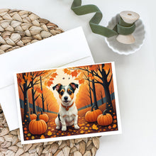 Load image into Gallery viewer, Jack Russell Terrier Fall Greeting Cards -  Blank Note Cards – 8-Pack of Artist-Designed Cards with Envelopes
