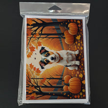 Load image into Gallery viewer, Jack Russell Terrier Fall Greeting Cards -  Blank Note Cards – 8-Pack of Artist-Designed Cards with Envelopes