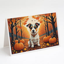 Load image into Gallery viewer, Jack Russell Terrier Fall Greeting Cards -  Blank Note Cards – 8-Pack of Artist-Designed Cards with Envelopes