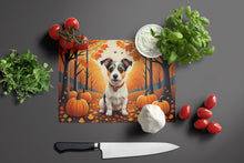Load image into Gallery viewer, Jack Russell Terrier Fall Glass Cutting Boards – Durable, Decorative Kitchen Art Large