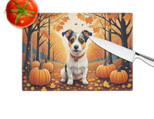Load image into Gallery viewer, Jack Russell Terrier Fall Glass Cutting Boards – Durable, Decorative Kitchen Art Large