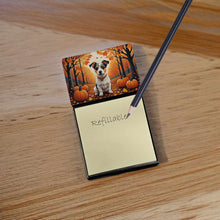 Load image into Gallery viewer, Jack Russell Terrier Fall Sticky Note Holder- Refiilable Desk Accessory Note Pad