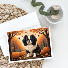Load image into Gallery viewer, Japanese Chin Fall Greeting Cards -  Blank Note Cards – 8-Pack of Artist-Designed Cards with Envelopes