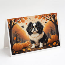 Load image into Gallery viewer, Japanese Chin Fall Greeting Cards -  Blank Note Cards – 8-Pack of Artist-Designed Cards with Envelopes