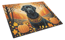 Load image into Gallery viewer, Black Labrador Retriever Fall Glass Cutting Boards – Durable, Decorative Kitchen Art Large