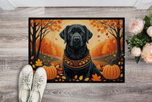 Load image into Gallery viewer, Black Labrador Retriever Fall Doormat -  18x27 Decorative Floor Mat – Indoor/Outdoor Rug