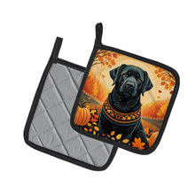 Load image into Gallery viewer, Black Labrador Retriever Fall Pot Holders - Set of 2 Decorative Kitchen Helpers | Made in the USA