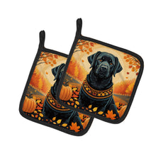 Load image into Gallery viewer, Black Labrador Retriever Fall Pot Holders - Set of 2 Decorative Kitchen Helpers | Made in the USA