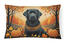 Load image into Gallery viewer, Black Labrador Retriever Fall Fabric Decorative Pillow