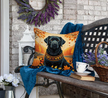 Load image into Gallery viewer, Black Labrador Retriever Fall Fabric Decorative Pillow