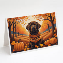 Load image into Gallery viewer, Chocolate Labrador Retriever Fall Greeting Cards -  Blank Note Cards – 8-Pack of Artist-Designed Cards with Envelopes